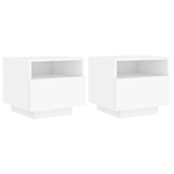 Bedside Cabinets with LED Lights 2 pcs White 40x39x37 cm - Front View