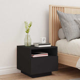 Bedside Cabinet with LED Lights Black 40x39x37 cm - Side View