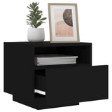 Bedside Cabinet with LED Lights Black 40x39x37 cm - Top-Down View