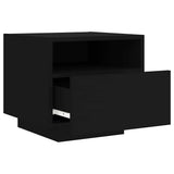 Bedside Cabinet with LED Lights Black 40x39x37 cm - Rear View