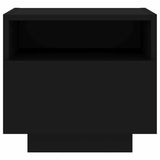 Bedside Cabinet with LED Lights Black 40x39x37 cm