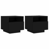 Bedside Cabinets with LED Lights 2 pcs Black 40x39x37 cm