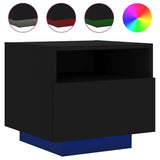 Bedside Cabinets with LED Lights 2 pcs Black 40x39x37 cm - 45-Degree Angle