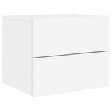 Wall-mounted Bedside Cabinet with LED Lights White - Side View