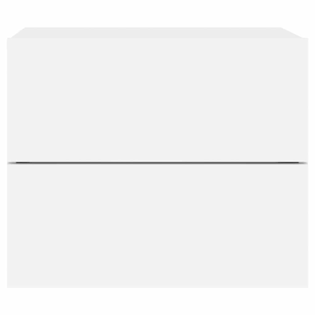 Wall-mounted Bedside Cabinet with LED Lights White