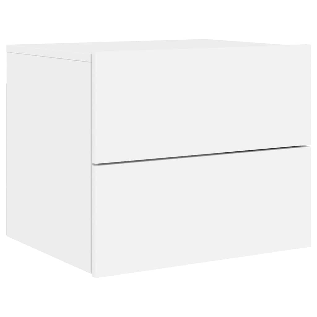 Wall-mounted Bedside Cabinets with LED Lights 2 pcs White