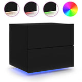Wall-mounted Bedside Cabinet with LED Lights Black - Front View