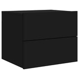 Wall-mounted Bedside Cabinet with LED Lights Black