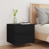 Wall-mounted Bedside Cabinet with LED Lights Black - Top-Down View