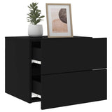 Wall-mounted Bedside Cabinet with LED Lights Black - 45-Degree Angle
