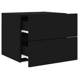 Wall-mounted Bedside Cabinet with LED Lights Black - Rear View