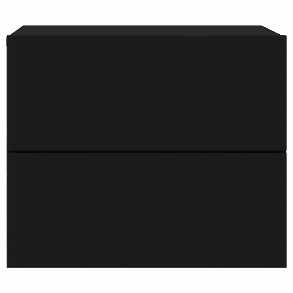 Wall-mounted Bedside Cabinet with LED Lights Black