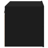 Wall-mounted Bedside Cabinet with LED Lights Black - Low Angle