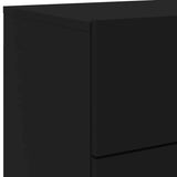 Wall-mounted Bedside Cabinet with LED Lights Black