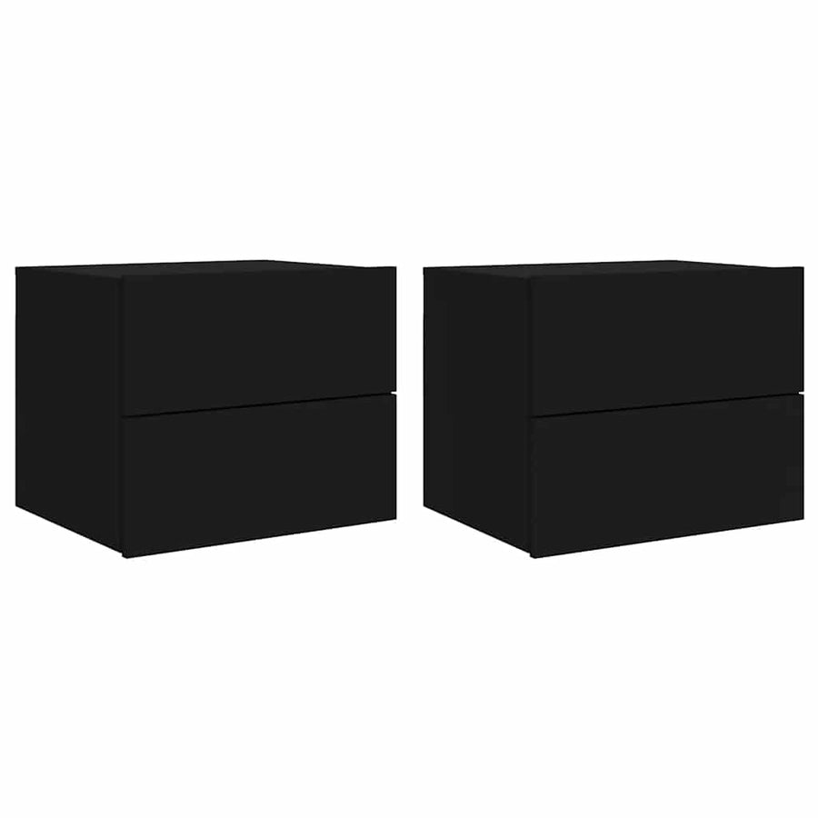 Wall-mounted Bedside Cabinets with LED Lights 2 pcs Black