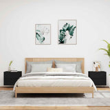 Wall-mounted Bedside Cabinets with LED Lights 2 pcs Black - Side View