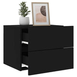 Wall-mounted Bedside Cabinets with LED Lights 2 pcs Black