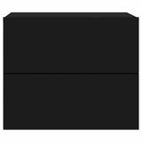 Wall-mounted Bedside Cabinets with LED Lights 2 pcs Black - Low Angle