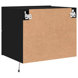 Wall-mounted Bedside Cabinets with LED Lights 2 pcs Black