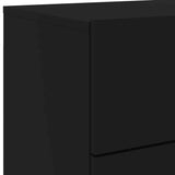 Wall-mounted Bedside Cabinets with LED Lights 2 pcs Black