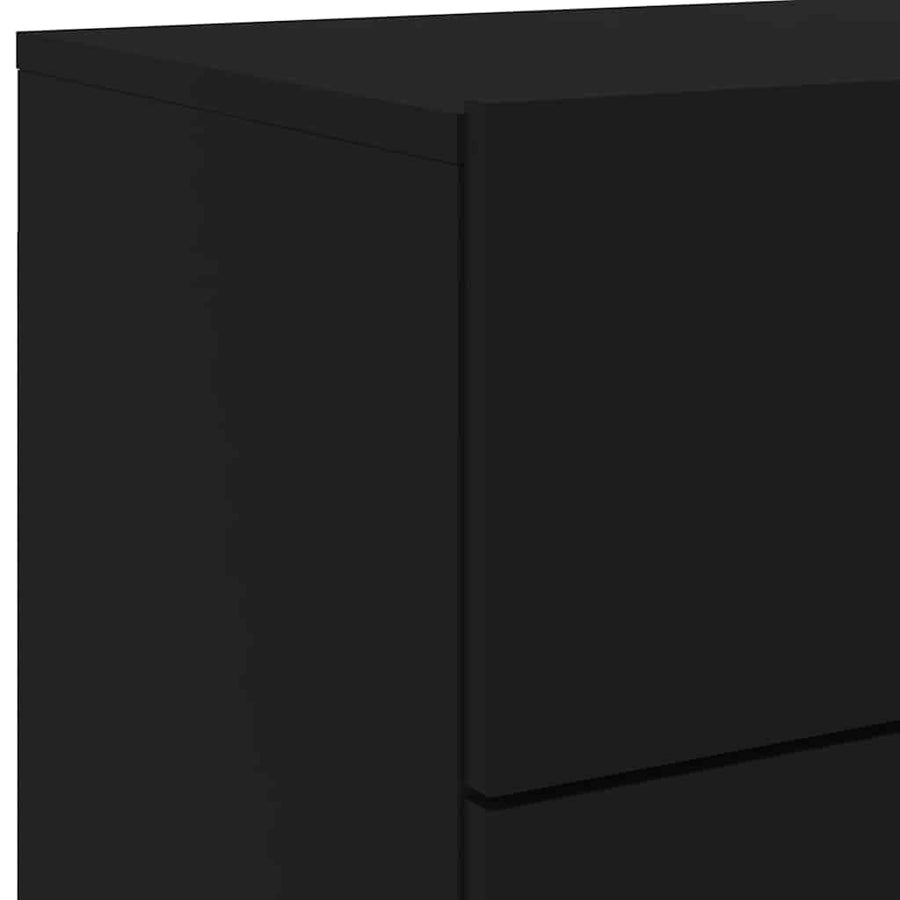 Wall-mounted Bedside Cabinets with LED Lights 2 pcs Black
