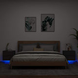 Wall-mounted Bedside Cabinets with LED Lights 2 pcs Black