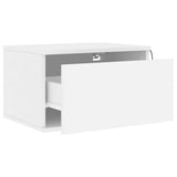 Wall-mounted Bedside Cabinet with LED Lights White - Rear View