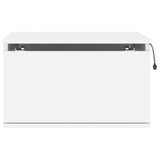 Wall-mounted Bedside Cabinet with LED Lights White - Close-Up Angle