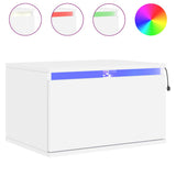 Wall-mounted Bedside Cabinets with LED Lights 2 pcs White - 45-Degree Angle