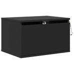 Wall-mounted Bedside Cabinet with LED Lights Black