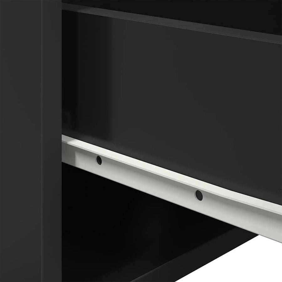 Wall-mounted Bedside Cabinet with LED Lights Black