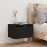 Wall-mounted Bedside Cabinet with LED Lights Black - Top-Down View