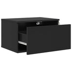 Wall-mounted Bedside Cabinet with LED Lights Black