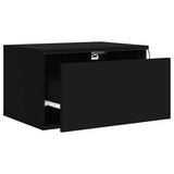 Wall-mounted Bedside Cabinet with LED Lights Black - Rear View