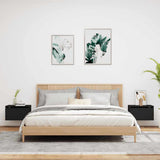 Wall-mounted Bedside Cabinets with LED Lights 2 pcs Black - Side View