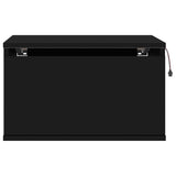 Wall-mounted Bedside Cabinets with LED Lights 2 pcs Black - Low Angle