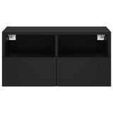 TV Wall Cabinet Black 60x30x30 cm Engineered Wood - Low Angle