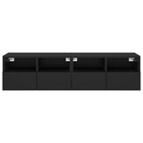 TV Wall Cabinets 2 pcs Black 60x30x30 cm Engineered Wood - Close-Up Angle