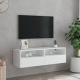 TV Wall Cabinet White 100x30x30 cm Engineered Wood - Side View