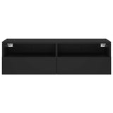 TV Wall Cabinet Black 100x30x30 cm Engineered Wood - Close-Up Angle