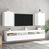 TV Wall Cabinets 2 pcs White 40.5x30x60 cm Engineered Wood - Side View