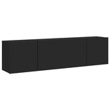 TV Cabinets Wall-mounted 2 pcs Black 80x30x41 cm - Front View