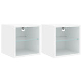 TV Wall Cabinets with LED Lights 2 pcs White 30x28.5x30 cm