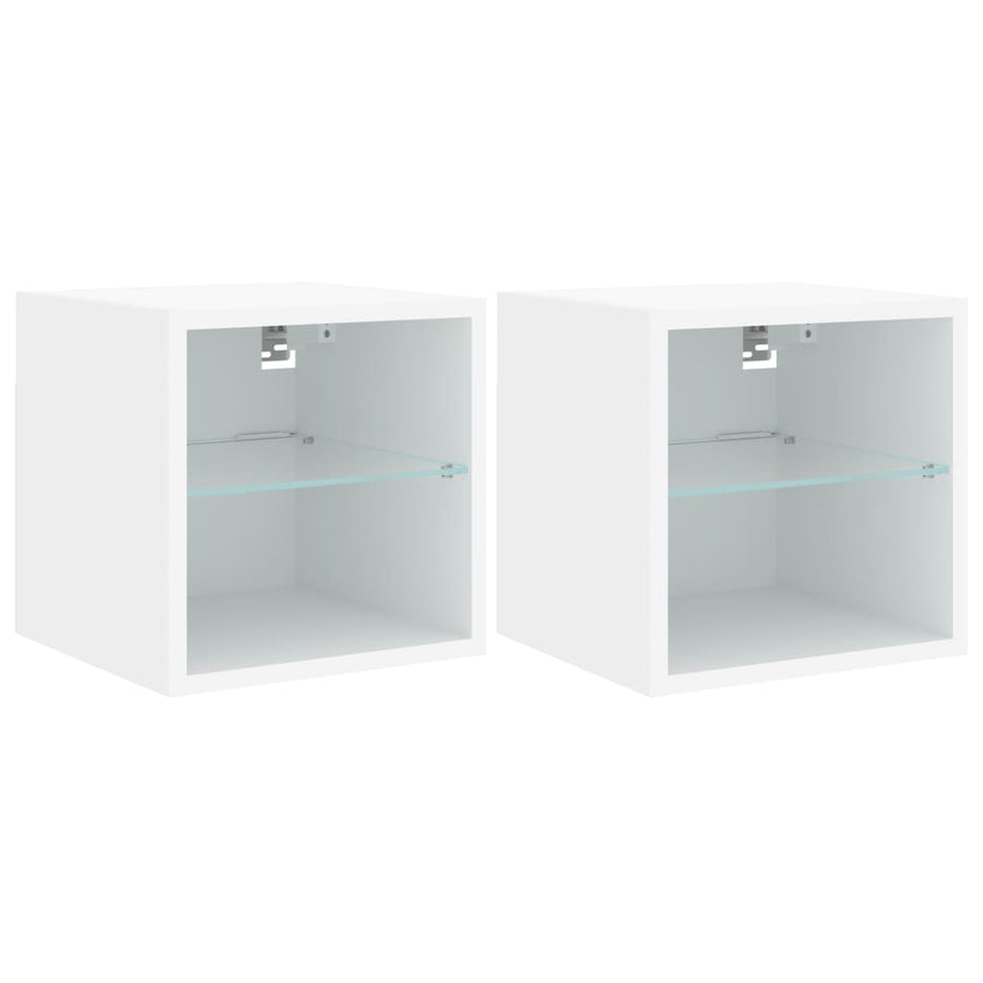 TV Wall Cabinets with LED Lights 2 pcs White 30x28.5x30 cm