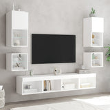 TV Wall Cabinets with LED Lights 2 pcs White 30x28.5x30 cm - 45-Degree Angle