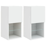 TV Cabinets with LED Lights 2 pcs White 30.5x30x60 cm - Front View