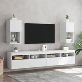 TV Cabinets with LED Lights 2 pcs White 30.5x30x60 cm - Side View