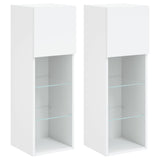 TV Cabinets with LED Lights 2 pcs White 30.5x30x90 cm - Front View
