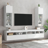 TV Cabinets with LED Lights 2 pcs White 30.5x30x90 cm - Side View