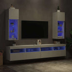 TV Cabinets with LED Lights 2 pcs White 30.5x30x90 cm